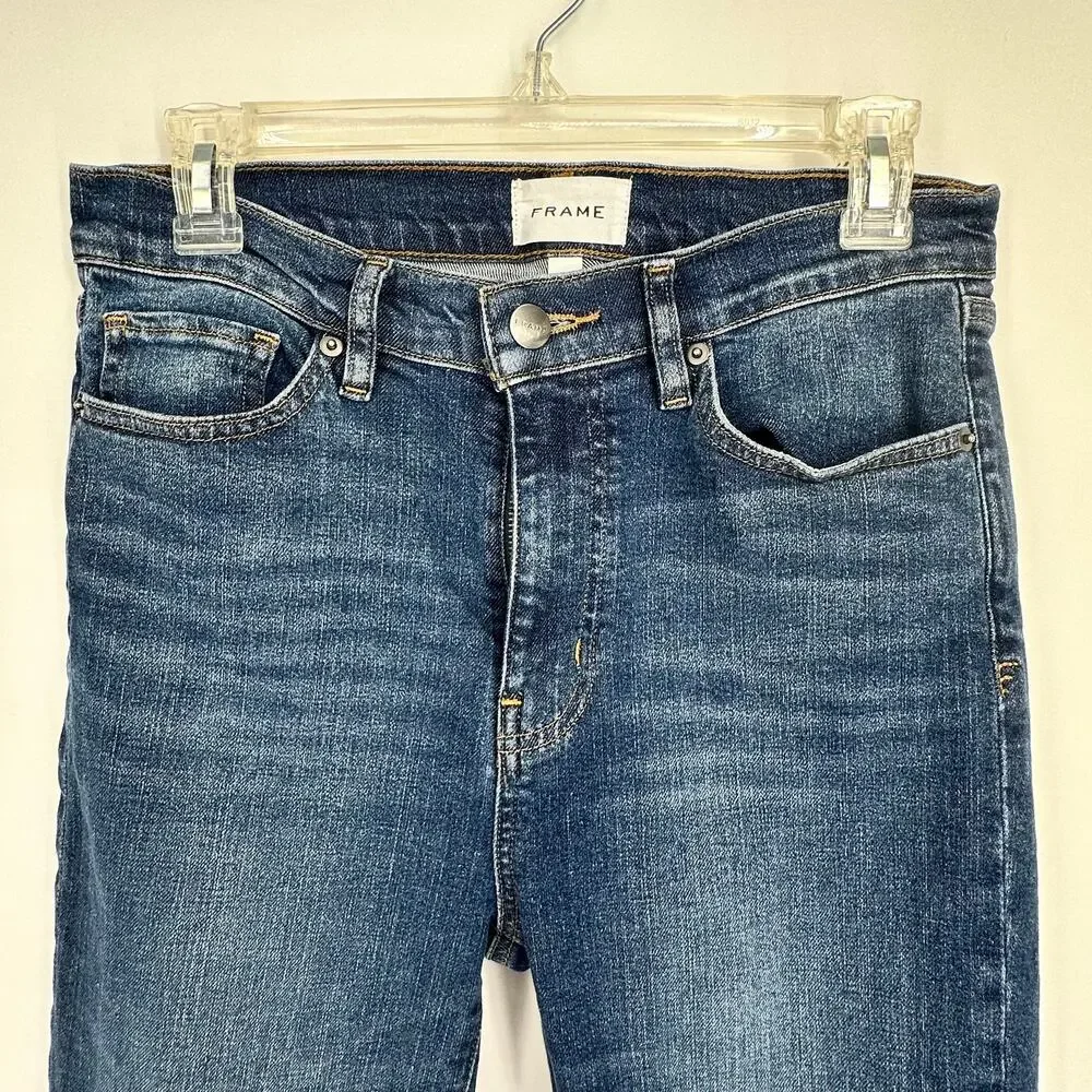 EUC Frame Le High Straight Sz 28 Medium Blue Scotland Wash Comfort Premium